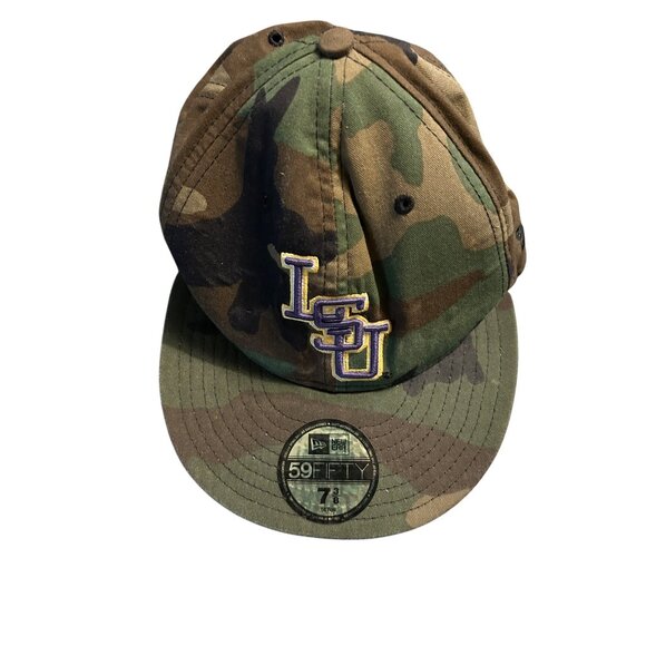 LSU fighting tigers Camo New Era 59Fifty Fitted Cap Size 7 3/8 apparel - Picture 2 of 5